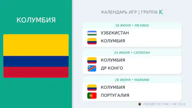 Колумбия расписание матчей